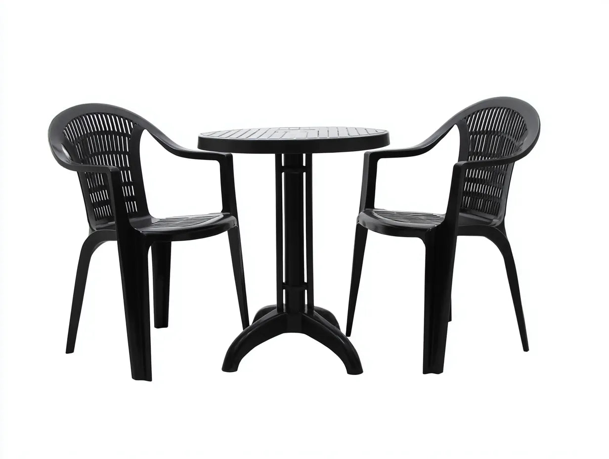Conjunto de mesa y sillas para terraza 80×80×75 cm - negro - diseño exterior moderno