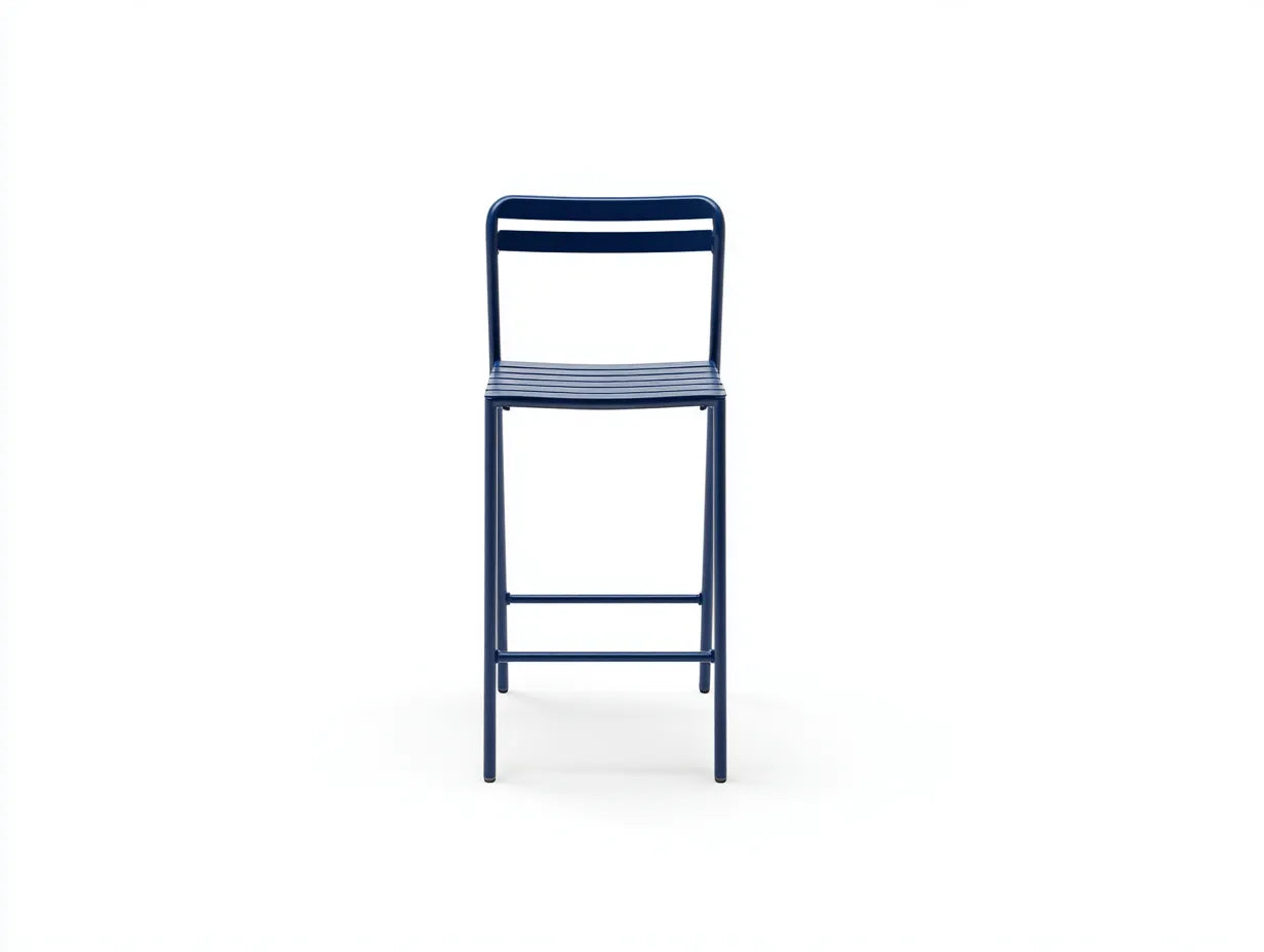Taburete de bar de acero 46×50×102 cm - azul oscuro - asiento de lamas para terraza