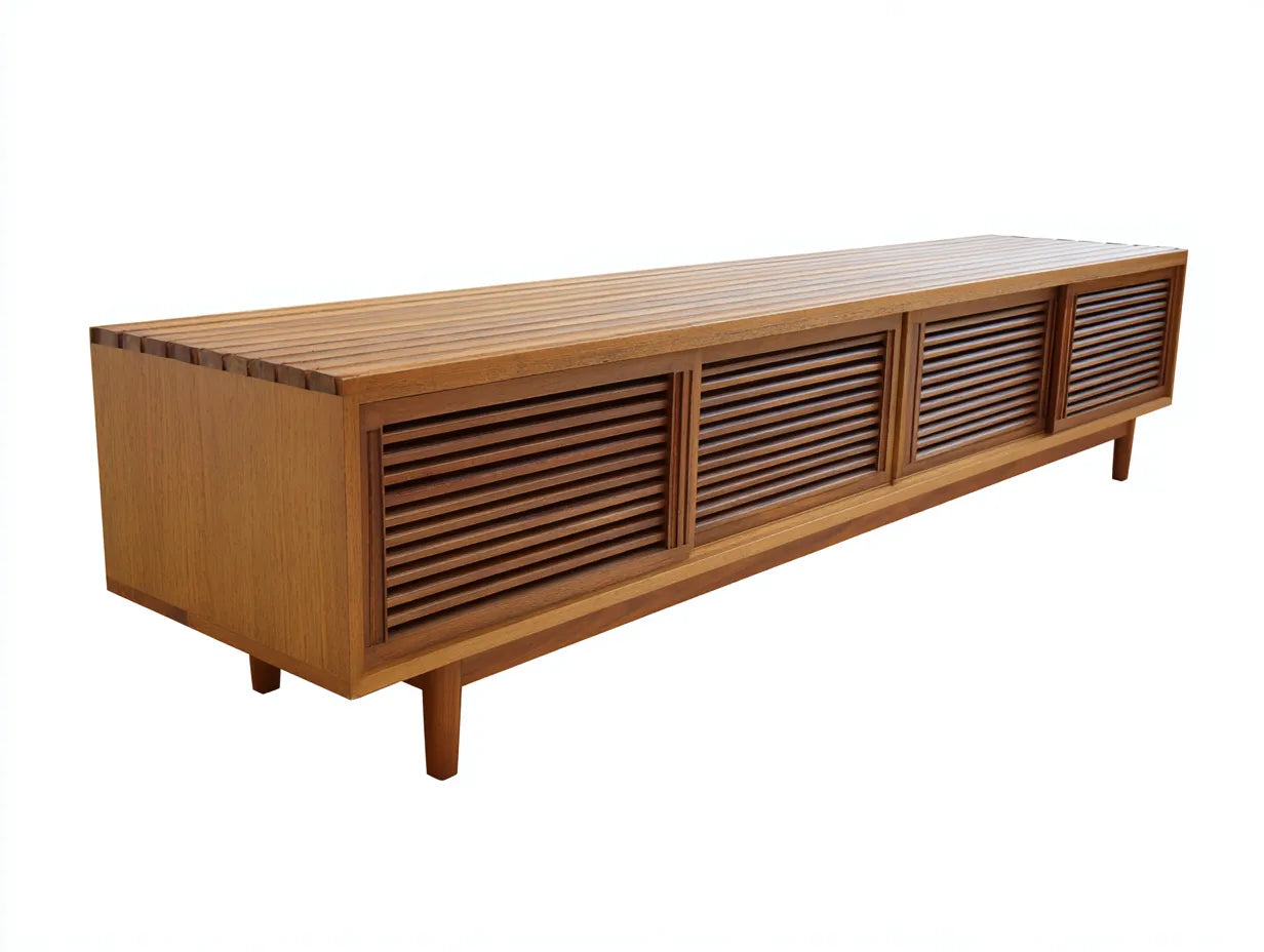 Mueble para TV de madera 180×40×52 cm - marrón - con almacenamiento oculto