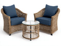 Conjunto de mesa y sillas para terraza 160×80×85 cm - marrón y azul - estilo exterior natural