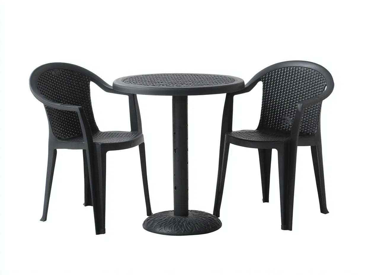 Conjunto de mesa y sillas para terraza 70×70×72 cm - negro - estilo exterior contemporáneo