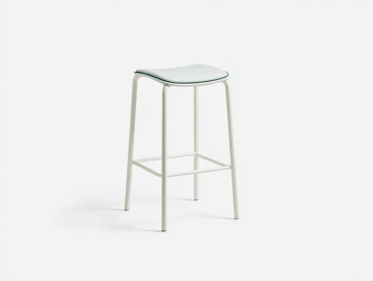 Taburetes de bar para terraza de metal 45 × 45 × 100 cm - blanco - diseño moderno exterior