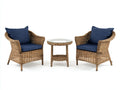 Conjunto de mesa y sillas para terraza de ratán sintético 63 × 60 × 82 cm - marrón/azul - conjunto exterior con estilo natural