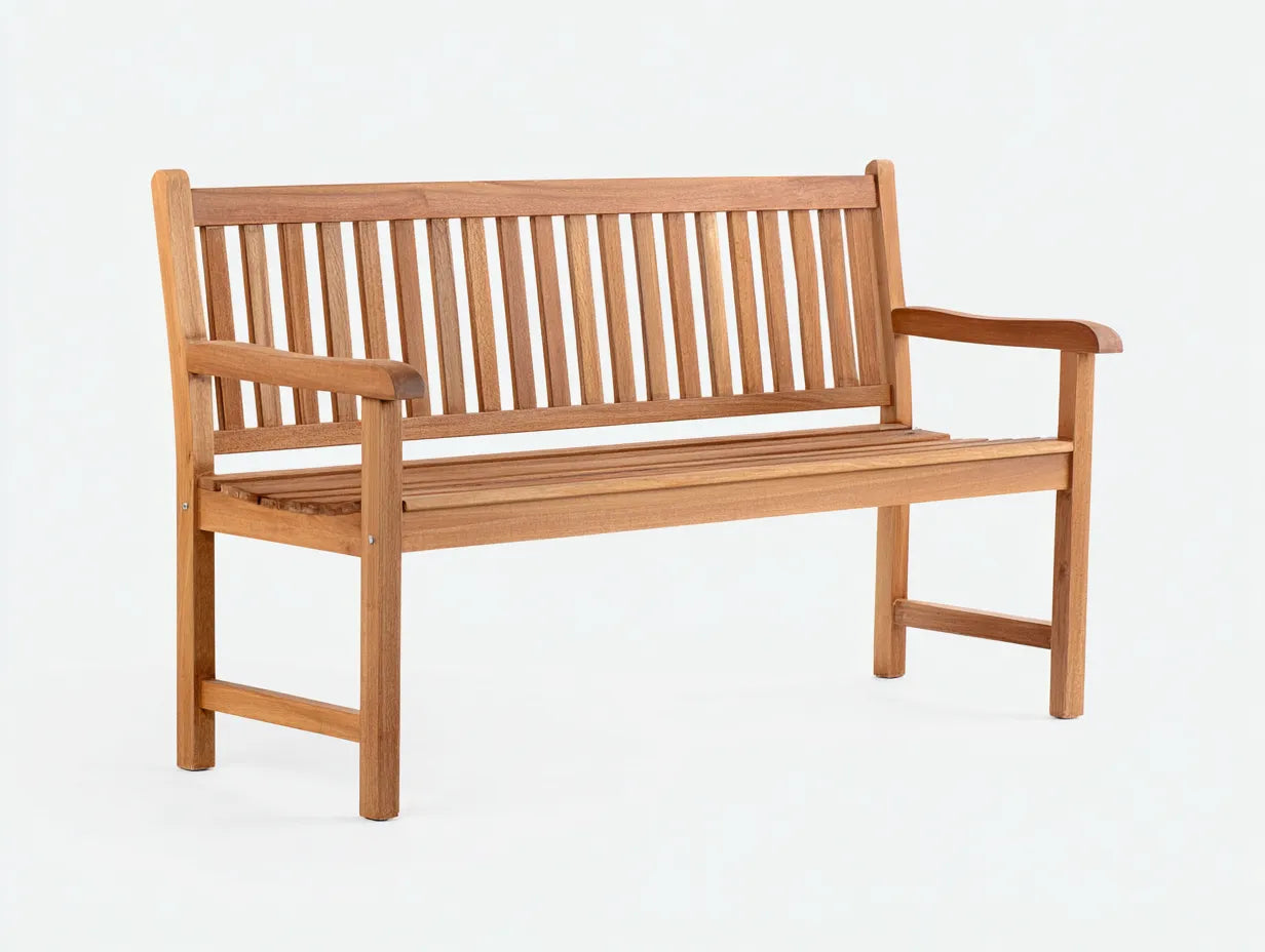 Banco de terraza de madera 160×62×88 cm - marrón - respaldo de listones clásico