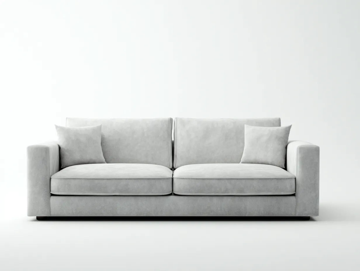 Sofá de 2 plazas tapizado 195×92×82 cm - gris claro - diseño bajo para salón