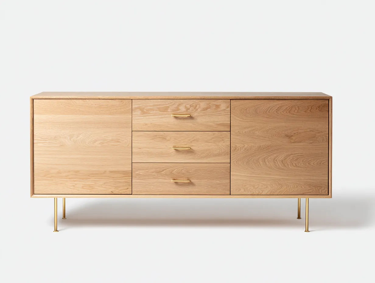 Mueble para TV de roble 160×40×75 cm - natural/dorado - con almacenamiento