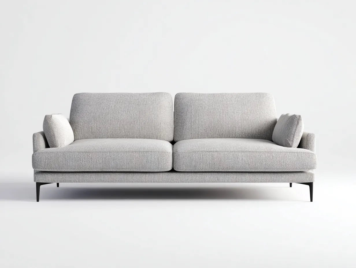 Sofá de 2 plazas tapizado 190×88×80 cm - gris claro - base elevada para salón