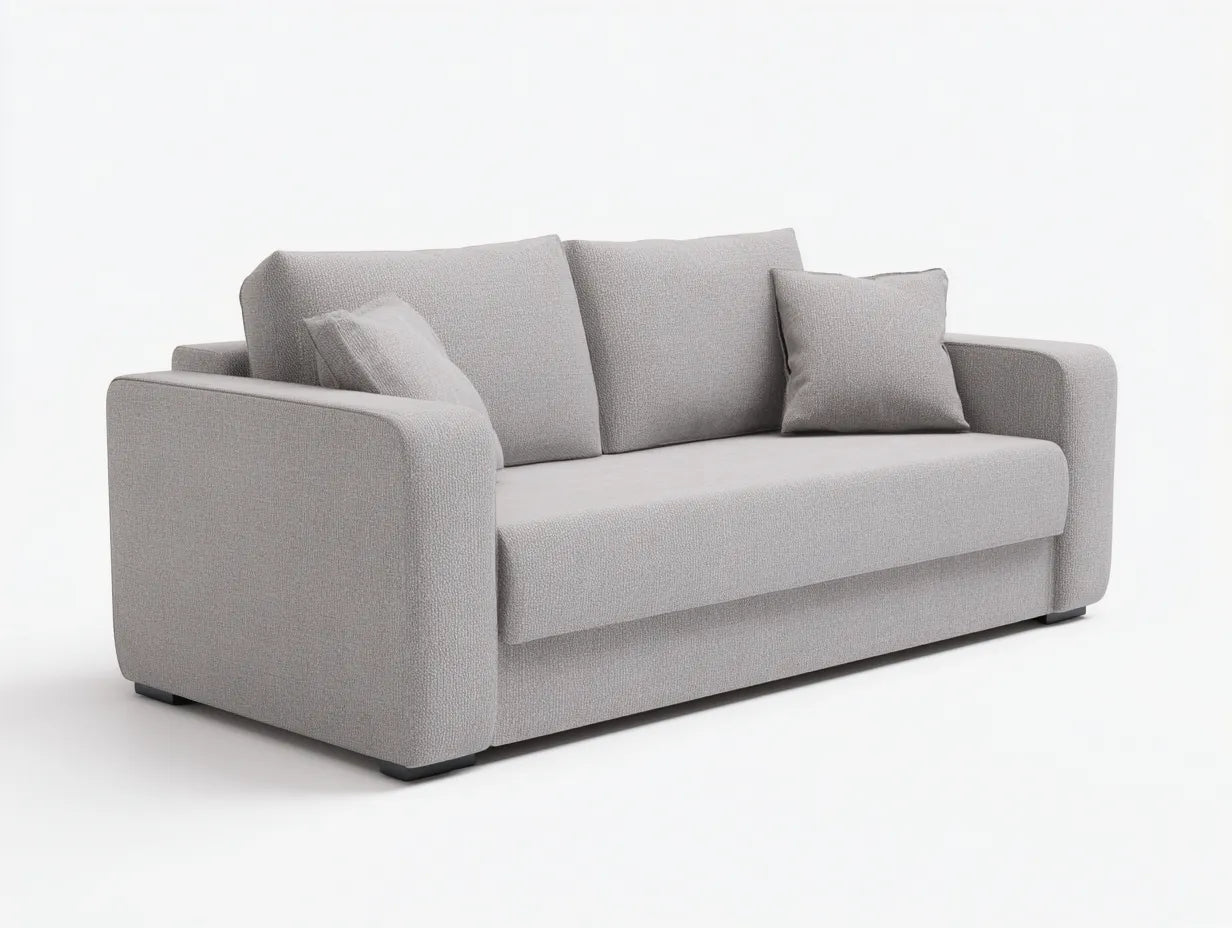 Sofá de 2 plazas 220×100×88 cm - tela gris claro - diseño moderno salón