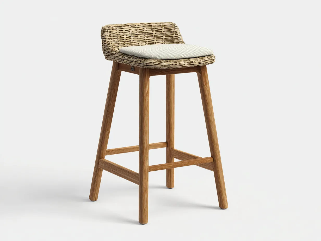 Taburete de bar de madera 40×40×75 cm - azul oscuro - asiento de lamas para terraza