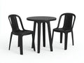Conjunto de mesa y sillas para terraza de plástico 70×70×74 cm - negro - compacto para exterior